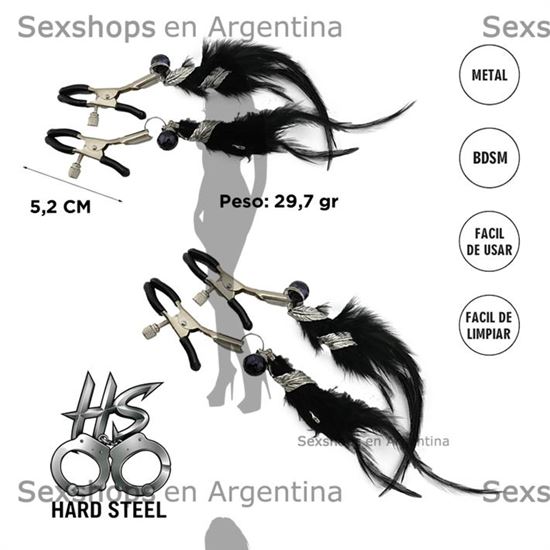 Prenza de pezones con plumas negras